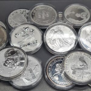Alternative view of Random 1oz silver Coins, & Rounds in a capsule