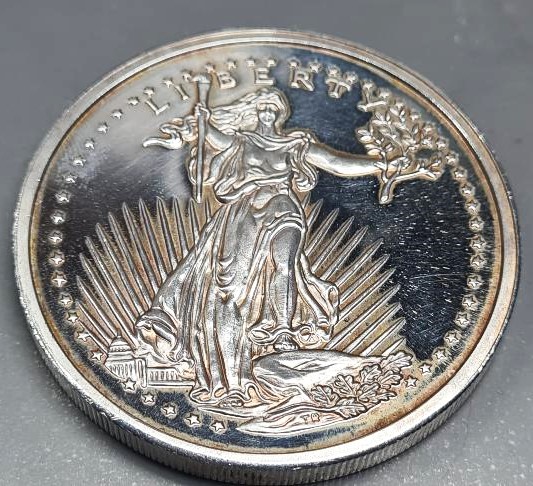 5 Troy Ounces Liberty Eagle .999 Silver Art round - Image 5