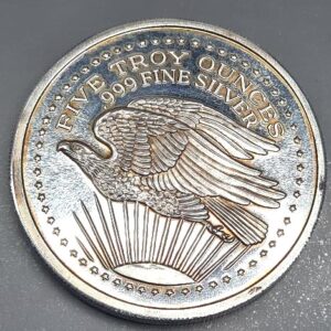 5 Troy Ounces Liberty Eagle .999 Silver Art round