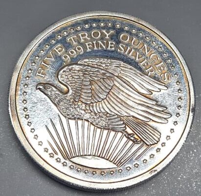5 Troy Ounces Liberty Eagle .999 Silver Art round