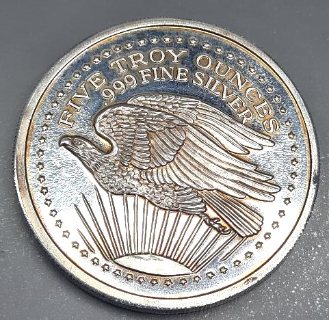 5 Troy Ounces Liberty Eagle .999 Silver Art round