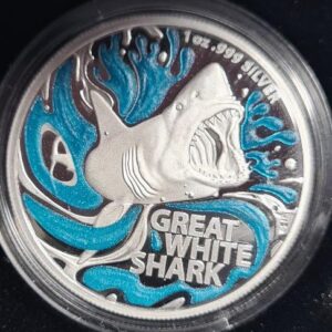 2022 1oz Australia's Most Dangerous - Great White Shark .999 Silver Coloured Proof Coin