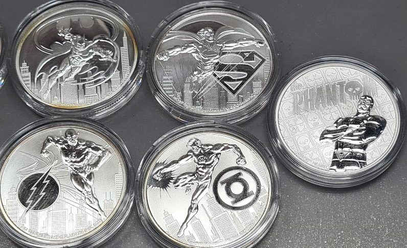 DC Comics Justice League 6 plus a Phantom? 1oz Silver Coin Set Batman Superman Flash Perth Mint - Image 2