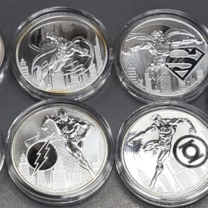DC Comics Justice League 6 plus a Phantom?  1oz Silver Coin Set Batman Superman Flash Perth Mint