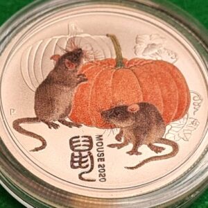 2020 1/4 ounce Year of the Mouse Lunar Silver Perth Mint Colourised