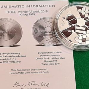 Wonderful World Bee Le Grand Mint Silver Bee Proof Silver Coin 2019 1 OZ 9999 Silver Bullion Coin W/COA