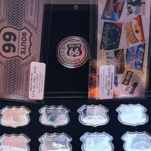 The Icons of Route 66 8-Piece 1oz Silver Shield Collection & Completer & Custom Box & MORE!!!