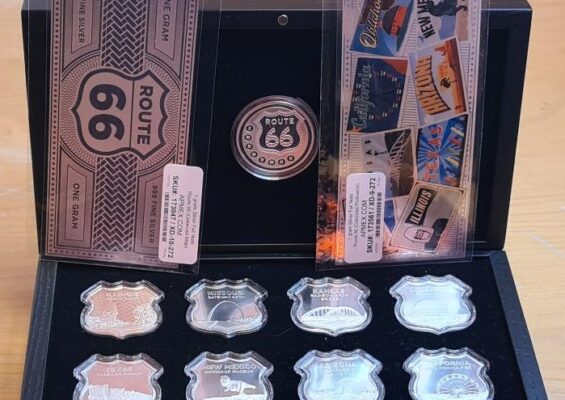 The Icons of Route 66 8-Piece 1oz Silver Shield Collection & Completer & Custom Box & MORE!!!