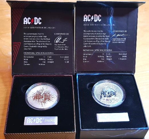 2021 & 2023 ACDC AC/DC RAM 999 Silver Frosted Uncirculated 1 oz Coins PAIR! SET - Image 6