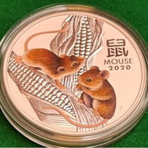 2020 One Ounce Year of the Mouse Lunar Silver Perth Mint Colourised