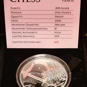 Niue 2023-2026 Chess Series 1oz Silver Black Proof 5-Coin Set (Complete to Date) - Image 15