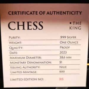 Niue 2023-2026 Chess Series 1oz Silver Black Proof 5-Coin Set (Complete to Date) - Image 9