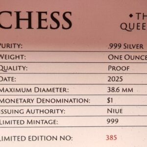 Niue 2023-2026 Chess Series 1oz Silver Black Proof 5-Coin Set (Complete to Date) - Image 17
