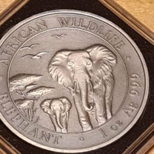 2015 Somalia African Wildlife Elephant 1 oz Silver Antique Coin (In Wooden Box) - Image 6