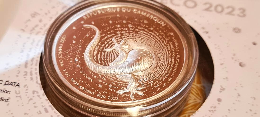 2023 Cameroon Herpeton Gecko 1oz Silver Proof Ultra High Relief Coin - Image 6