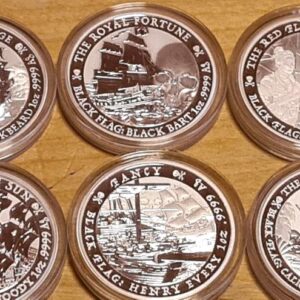 2019-2024 Tuvalu Black Flag Complete 6-Coin Series Set 1oz Silver BU
