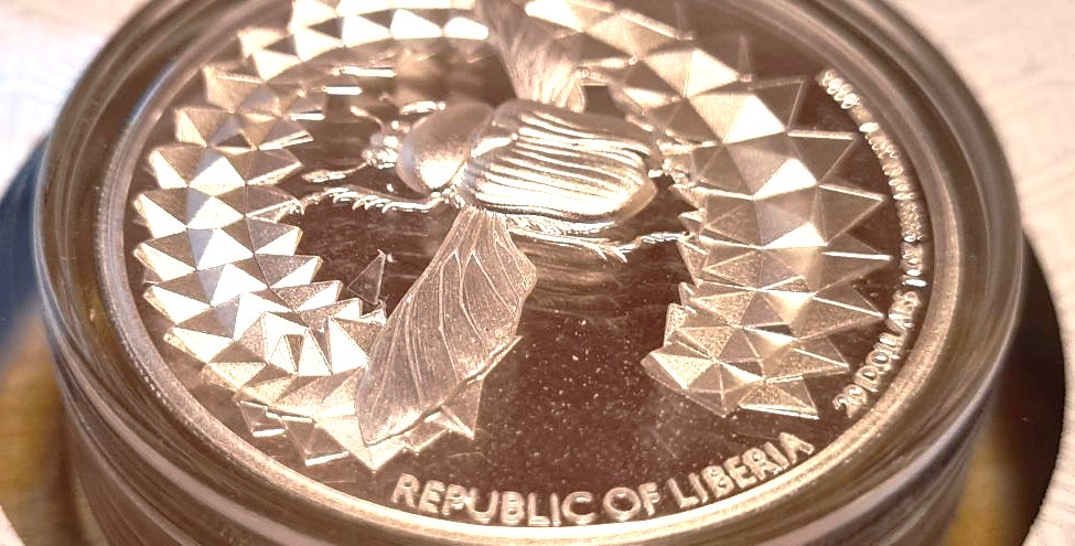 2023 Liberia Entoma Scarabeo Beetle 1oz Silver Proof Ultra High Relief Coin - Image 9