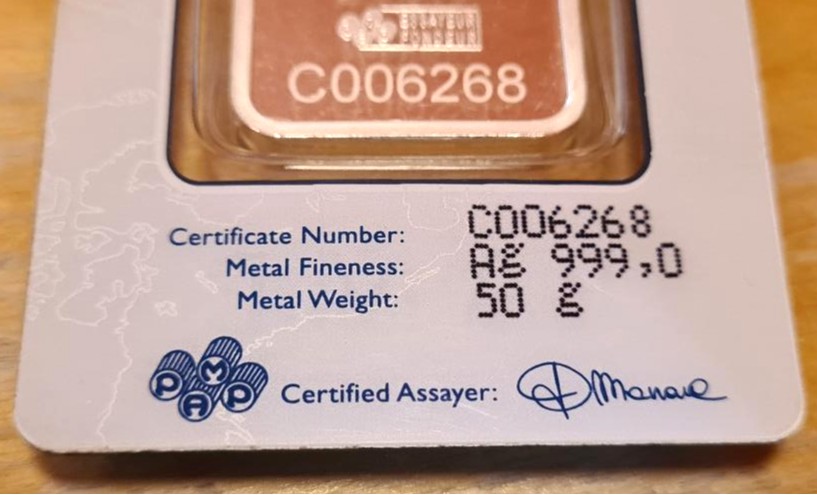 PAMP Suisse 50g Silver Minted Bar in CertiPAMP Assay Card - Image 4