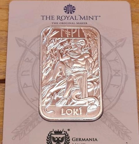 Norse Gods 1oz Silver Bullion Bar 3-Coin Set Loki Thor Odin Royal Mint x Germania Mint Carded - Image 9