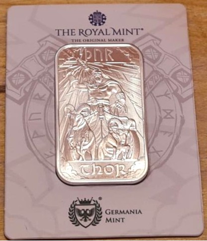 Norse Gods 1oz Silver Bullion Bar 3-Coin Set Loki Thor Odin Royal Mint x Germania Mint Carded - Image 12