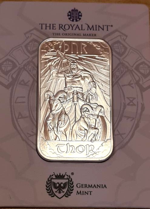 Norse Gods 1oz Silver Bullion Bar 3-Coin Set Loki Thor Odin Royal Mint x Germania Mint Carded - Image 13