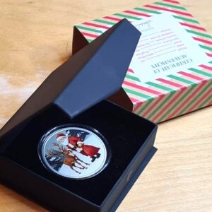 Alternative view of PAMP Suisse Santa’s Workshop 1oz Pure Silver Coloured Round (Proof-Like with Presentation Box)
