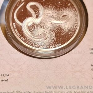 2024 Cameroon Herpeton Snake 1oz Silver Proof Ultra High Relief Coin - Image 8